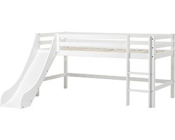 Hoppekids ECO Dream halfhoogslaper 90x200 cm met glijbaan, wit