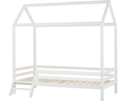 Hoppekids ECO Dream Huisbed met ladder 90x200 cm, Wit