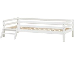 Hoppekids ECO Dream Junior bed 90x200 cm met ladder en bedhekje, wit.