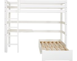 Hoppekids ECO Luxury MEGA bed 90x200 cm met lounge-module en bureau, wit.