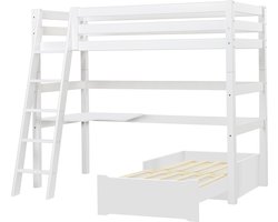 Hoppekids ECO Luxury MEGA-bed 90x200cm met schuine ladder, lounge-module en bureau, wit