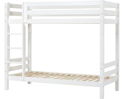 Hoppekids ECO Luxury Stapelbed 90x200 cm, wit, Deelbaar tot 2 eenpersoonsbedden, ECO-gecertificeerd FSC-hout, Massief Grenenhout, Lak op Waterbasis, Gemaakt in de EU, Levenslange Fabrieksgarantie