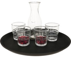 Horeca dienblad met anti slip laag - 2x - zwart - kunststof - D35 cm - rond dienblad