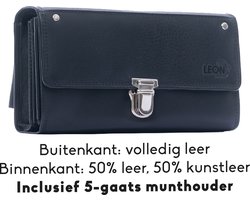 Horeca portemonnee - Kelnerbeurs - Horeca portefeuille - Kelner portefeuille - Taxi portemonnee - Koopmansbeurs - Kelnersbeurs - Horeca portemonnee leder - Biljethouder - Horeca portemonnee met munthouder - Munthouder - 5-gaats - Munthouder horeca