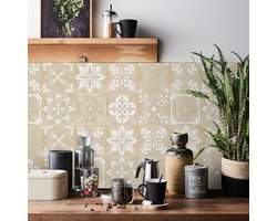 HORIWE Tegelstickers Marokko Wandtegelstickers 24 stuks 10x10 PVC zelfklevende tegelstickers Tegelbehang Waterdichte muurstickers voor keuken, badkamer, kast, meubels, tafel