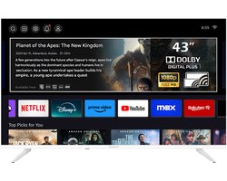 Horizon Smart TV 43 inch - LED Televisie - Diamant Serie Full HD - WiFi - Netflix - Frameless Slim Design - Wit