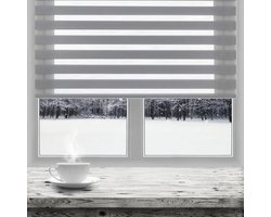 Horizontale Jaloezieën - Raambekleding Gordijn - Zon En Inkijk - Goede Luchtdoorlatendheid - 85 x 320 cm - Lichtgrijs