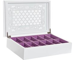 Horloge kistje voor 12x horloges wit hout 29 x 20 x 9 cm - Horloge opbergbox - Horlogekastje