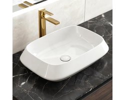 HOROW Opzetwastafel Rechthoekig Keramische - Wastafel voor Badkamer en Gastentoilet - 520x350x146 mm - wit voor badkamer en gastentoilet