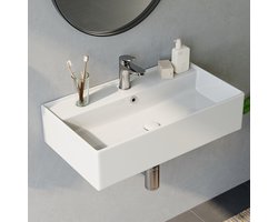 HOROW - Rechthoekige Keramische Wastafel - Wandmontage/Opbouw - 550x310x130 mm - Wit