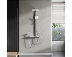 HOROW Regendouche - 30cm Hoofddouche - Waterbesparend - Inclusief thermostaatkraan - Chroom