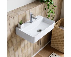 HOROW - Wastafel Keramiek - Badkamer & Gastentoilet - 460x310x105 mm - Wit Hoogglans