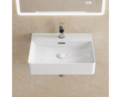 HOROW - Wastafel Wandmontage - Rechthoekig - 50x42x13.5 cm - Keramiek Wit