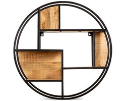 HorstDeco - Wandrek - Mango Houten Wandrek Met Zwart Staal - Staal/Mango hout - Top kwaliteit