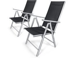 Hortensus Aluminium Tuinstoelen Verstelbaar – Set van 2 – Tuinstoel Verstelbare Rugleuning – Inklapbaar & Lichtgewicht – Weerbestendig – Outdoor Stoelen voor Tuin, Balkon of Camping