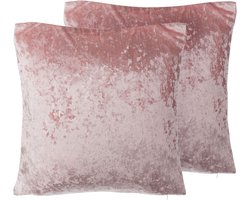 HOSTA - Sierkussen set van 2 - Roze - 45 x 45 cm - Fluweel