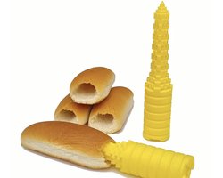 Hot Dog Bun Boor – Gele Broodjes Holmaker voor BBQ & Grill – Ideaal voor Bratwurst en Worsten – Kunststof Broodboor