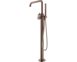 Hotbath Ace Afbouwdeel - badmengkraan - vrijstaand - doucheslang - handdouche - Geborsteld Koper PVD