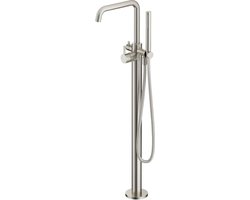 Hotbath Ace Afbouwdeel - badmengkraan - vrijstaand - doucheslang - handdouche - Geborsteld Nikkel