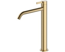 Hotbath Ace - Wastafelmengkraan - zonder Waste - Hoog - Geborsteld Messing PVD - Opbouw - Messing - V01