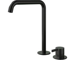 Hotbath Ace - Wastafelmengkraan - zonder Waste - Hoog - Geborsteld Zwart PVD - Opbouw - Messing - V03