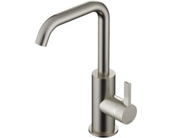 Hotbath Ace - Wastafelmengkraan - zonder Waste - met Draaibare Uitloop - Geborsteld Nikkel - Opbouw - Messing - V01