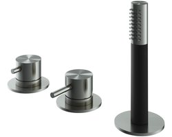 Hotbath Archie Badrandcombinatie éénhendel mengkraan zonder uitloop met 2-weg omstel IX RVS316