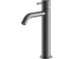 Hotbath Archie - Wastafelmengkraan - zonder Waste - Laag - Geborsteld Gunmetal PVD - Opbouw - Messing - V02