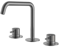 Hotbath Archie - Wastafelmengkraan - zonder Waste - Laag - Geborsteld Gunmetal PVD - Opbouw - Messing - V04