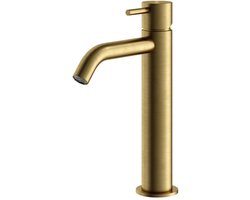 Hotbath Archie - Wastafelmengkraan - zonder Waste - Laag - Geborsteld Messing PVD - Opbouw - Messing - V02