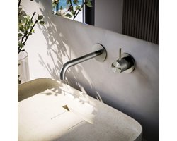 Hotbath Archie - Wastafelmengkraan - zonder Waste - Laag - Geborsteld Nikkel - Inbouw - Roestvrijstaal - V01