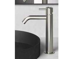 Hotbath Archie - Wastafelmengkraan - zonder Waste - Laag - Geborsteld Nikkel - Opbouw - Roestvrijstaal - V02