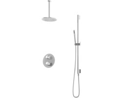 Hotbath Buddy - Inbouw Regendoucheset - Thermostatisch - Plafondbuis 30 cm - Hoofddouche 200 mm - Staafhanddouche - Glijstang 900 mm - met 2-Weg Stop-Omstel - Waterbesparend - V01