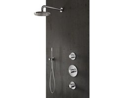 Hotbath Buddy - Inbouw Regendoucheset - Thermostatisch - Wandarm 35 cm - Hoofddouche 300 mm - Ronde Handdouche 3 Standen - Glijstang 900 mm - met 2-Weg Stop-Omstel - Waterbesparend - V02