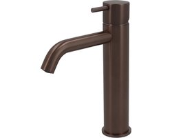 Hotbath Cobber - Wastafelmengkraan - zonder Waste - Laag - Bruin - Opbouw - Messing - V04