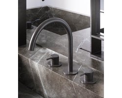 Hotbath Cobber - Wastafelmengkraan - zonder Waste - Laag - Bruin - Opbouw - Messing - V08