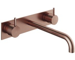 Hotbath Cobber - Wastafelmengkraan - zonder Waste - Laag - Geborsteld Koper PVD - Inbouw - Messing - V07