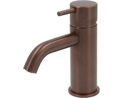 Hotbath Cobber - Wastafelmengkraan - zonder Waste - Laag - Geborsteld Koper PVD - Opbouw - Messing - V01
