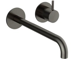 Hotbath Cobber - Wastafelmengkraan - zonder Waste - Laag - Geborsteld Zwart PVD - Inbouw - Messing - V02