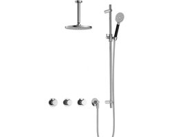 Hotbath Cobber X - CX7067 - Inbouw Regendoucheset - Chroom - 2 Stopkranen - Thermostatisch - Plafondbuis 15 cm - Hoofddouche 200 mm - Ronde Handdouche 3 Standen - Glijstang 900 mm - Waterbesparend