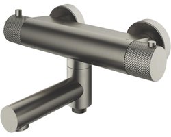 Hotbath Cobber X Thermostatische Badmengkraan met Wegdraaibare Omstel Uitloop - Geborsteld RVS 316