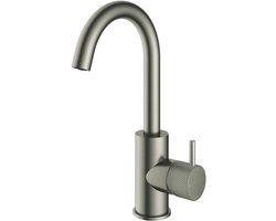 Hotbath Cobber X - Wastafelmengkraan - zonder Waste - met Draaibare Uitloop - Geborsteld Nikkel - Opbouw - Nikkel