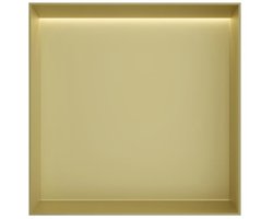 Hotbath &More Inbouwnis - 30 x 30 x 10 cm - Frameless - met LED-verlichting - Geborsteld Messing PVD