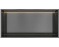 Hotbath &More Inbouwnis - 30 x 60 x 10 cm - met LED-verlichting - Geborsteld Gunmetal PVD