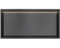 Hotbath &More Inbouwnis - 30 x 60 x 10 cm - met LED-verlichting - Geborsteld Zwart PVD