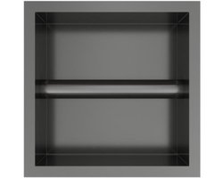 Hotbath &More Inbouwnis en Borstelgarnituur - 16 x 16 x 126 cm - Geborsteld Gunmetal PVD