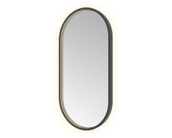 Hotbath &More Mirrors Oval LED Badkamerspiegel - Ovaal - 80 x 40 cm - Geborsteld Zwart Pvd