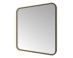 Hotbath &More Mirrors Soft Square LED Badkamerspiegel - Rechthoek - 80 x 80 cm - Geborsteld Zwart Pvd