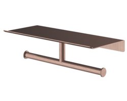 Hotbath &More Shelves - Dubbele Toiletrolhouder - Voor Planchet - Geborsteld Koper PVD