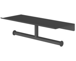 Hotbath &More Shelves - Dubbele Toiletrolhouder - Voor Planchet - Geborsteld Zwart